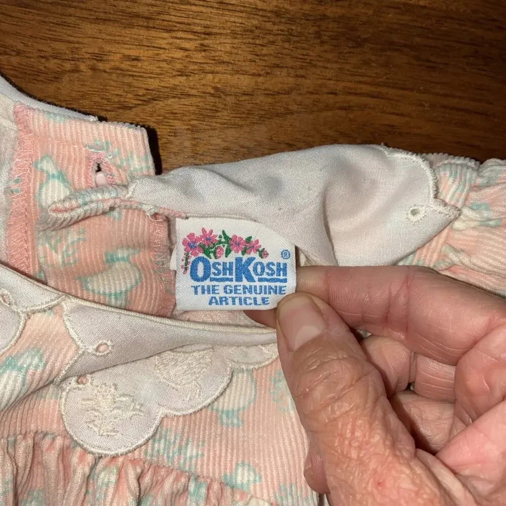 Vintage Oshkosh - Pink goose duck corduroy dress, 2T RARE
